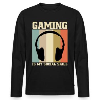 Casque de jeu Gamer Zocker - T-shirt manches longues Premium bio Homme - noir - Devant - Nico (187cm)