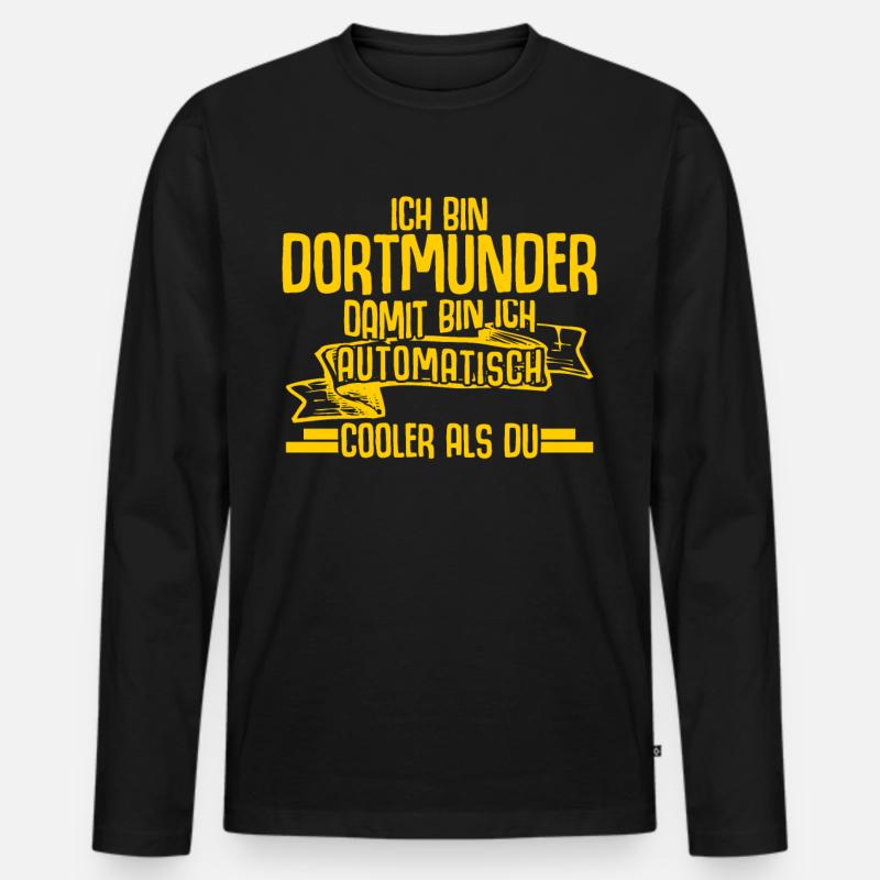 Dortmund Witz Dortmunder - Männer Premium Bio Langarmshirt - Schwarz