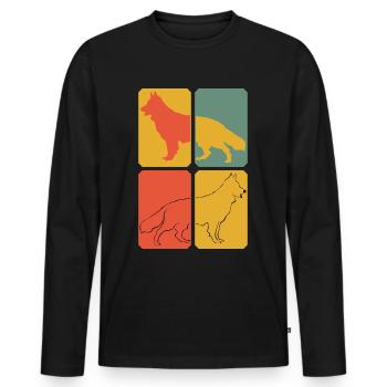 White Shepherd Retro Shepherd Dogs - Men's Premium Organic Long Sleeve Shirt - black - Front - Nico (187cm)