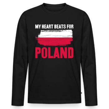 Pologne Drapeau polonais Mât - T-shirt manches longues Premium bio Homme - noir - Devant - Nico (187cm)
