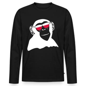 Drapeau polonais Pôle Chimpanzé Pologne - T-shirt manches longues Premium bio Homme - noir - Devant - Nico (187cm)