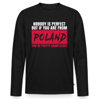Pologne slogan Drapeau polonais Pole - T-shirt manches longues Premium bio Homme - noir - Devant - Nico (187cm)