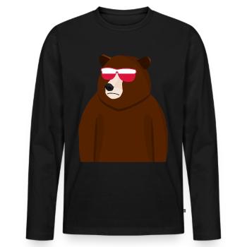 Drapeau polonais Pole Bear Pologne - T-shirt manches longues Premium bio Homme - noir - Devant - Nico (187cm)