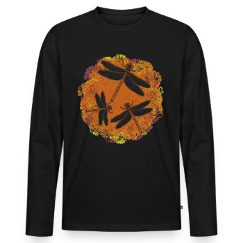 Libellen Insekten Dragonflies Libelle - Männer Premium Bio Langarmshirt - Schwarz - Vorne - Nico (187cm)