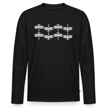 Libellules insectes de type pixel libellule - T-shirt manches longues Premium bio Homme - noir - Devant - Nico (187cm)
