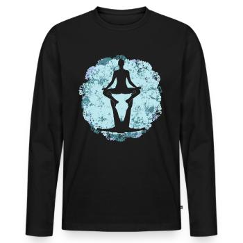 Acroyoga Yogalehrer Meditaion Acro Yoga - Männer Premium Bio Langarmshirt - Schwarz - Vorne - Nico (187cm)