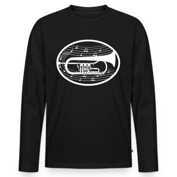 Bugle - T-shirt manches longues Premium bio Homme - noir - Devant - Nico (187cm)