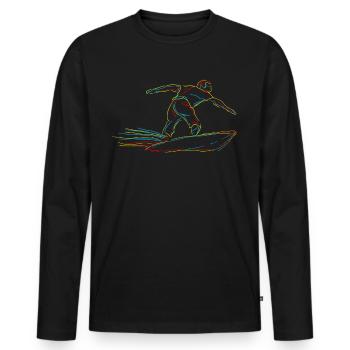 Surfer Surfing Wellenreiten Planche de surf - T-shirt manches longues Premium bio Homme - noir - Devant - Nico (187cm)