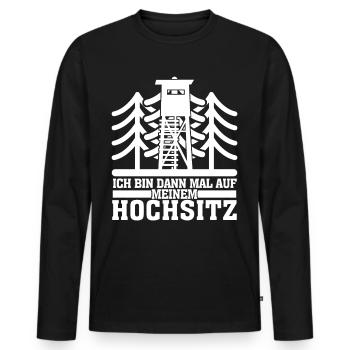 Jägerin Jagd Wald Hochsitz Jäger - Männer Premium Bio Langarmshirt - Schwarz - Vorne - Nico (187cm)
