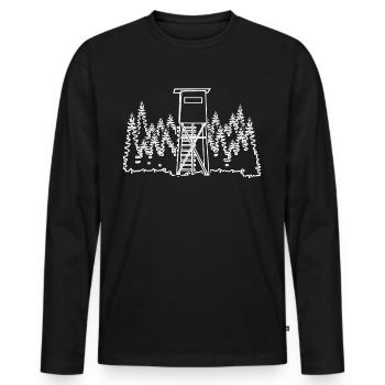Huntress Hunt High Forest Hunter - Men's Premium Organic Long Sleeve Shirt - black - Front - Nico (187cm)