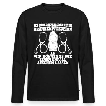 Krankenplegerin Krankenhaus - Männer Premium Bio Langarmshirt - Schwarz - Vorne - Nico (187cm)