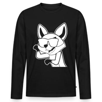 Fuchs mit Sonnenbrille - Männer Premium Bio Langarmshirt - Schwarz - Vorne - Nico (187cm)