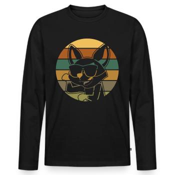 Renard avec lunettes de soleil retro foxes - T-shirt manches longues Premium bio Homme - noir - Devant - Nico (187cm)