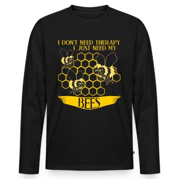 Abeilles abeilles abeilles drôles d’abeilles - T-shirt manches longues Premium bio Homme - noir - Devant - Nico (187cm)