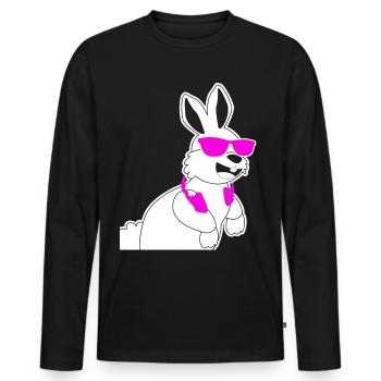 Rabbit with headphones and sunglasses - Men's Premium Organic Long Sleeve Shirt - black - Front - Nico (187cm)