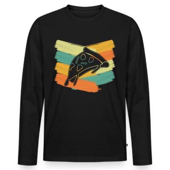 Pizza rétro Pizzaria pizza maker - T-shirt manches longues Premium bio Homme - noir - Devant - Nico (187cm)