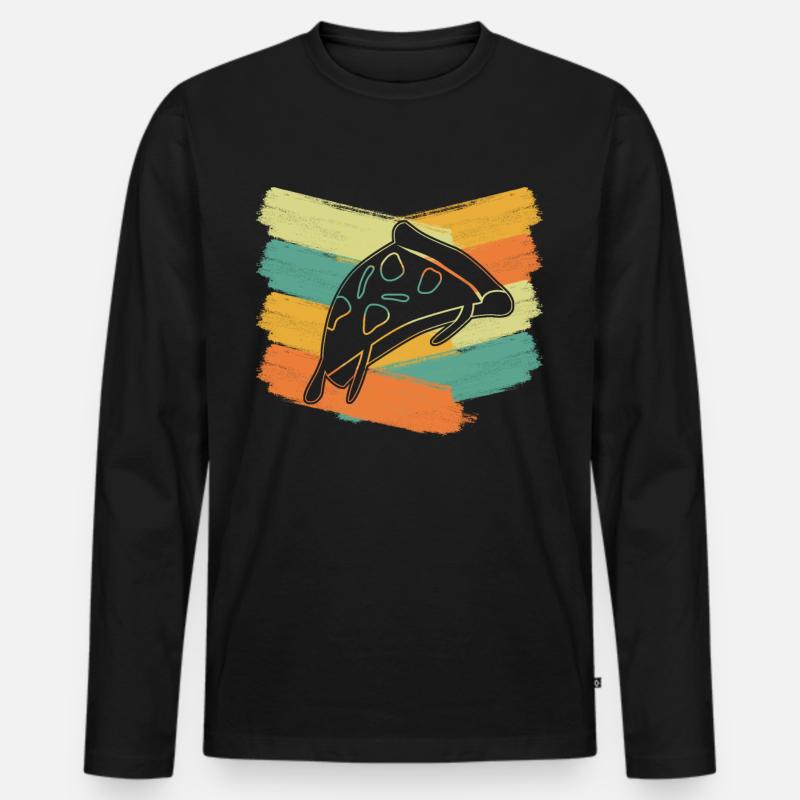 Pizza retro Pizzaria Pizzabäcker - Männer Premium Bio Langarmshirt - Schwarz