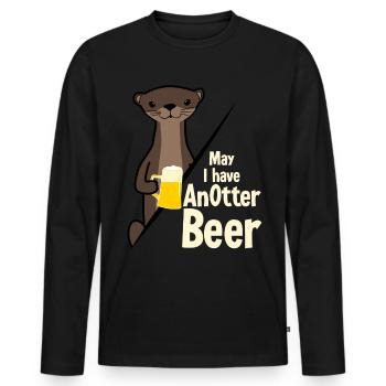 Otter with Anotter Beer - Men's Premium Organic Long Sleeve Shirt - black - Front - Nico (187cm)