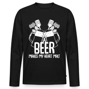 Bière artisanale Bière Houblon Malt - T-shirt manches longues Premium bio Homme - noir - Devant - Nico (187cm)
