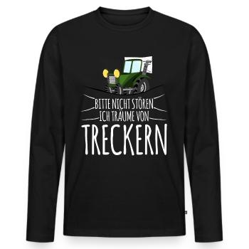 Traktor Schlafen Müde Träumen Trecker - Männer Premium Bio Langarmshirt - Schwarz - Vorne - Nico (187cm)