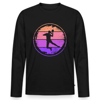 Handball Joueur Retro Filles Handball - T-shirt manches longues Premium bio Homme - noir - Devant - Nico (187cm)