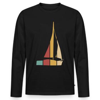 Segeln Segler Retro Segelboot - Männer Premium Bio Langarmshirt - Schwarz - Vorne - Nico (187cm)