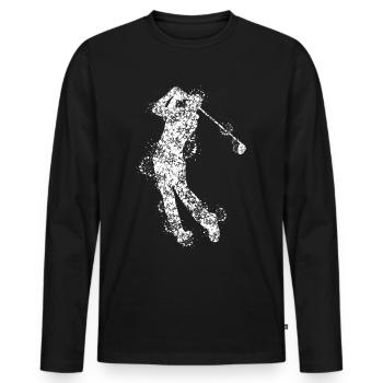 Golf Abschlag Golfspieler Golfer - Männer Premium Bio Langarmshirt - Schwarz - Vorne - Nico (187cm)