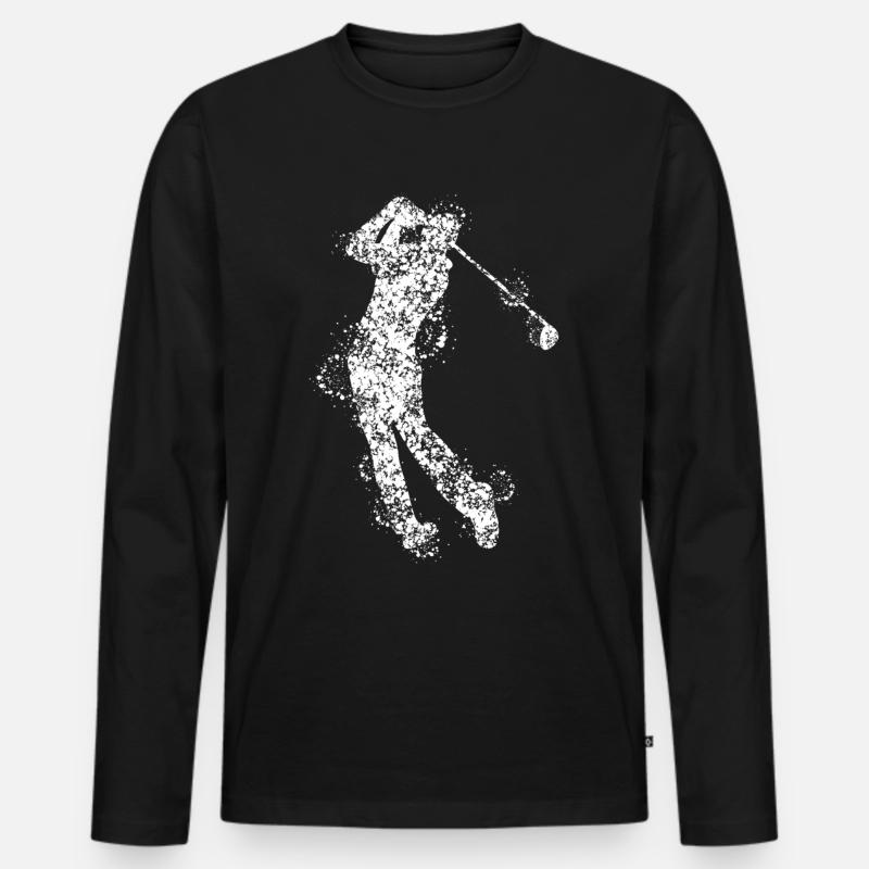 Golf Abschlag Golfspieler Golfer - Männer Premium Bio Langarmshirt - Schwarz