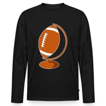 Rugby American Football Rugbyball - Männer Premium Bio Langarmshirt - Schwarz - Vorne - Nico (187cm)