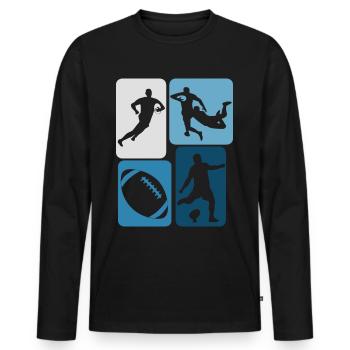 Rugby retro rugby ball - Men's Premium Organic Long Sleeve Shirt - black - Front - Nico (187cm)