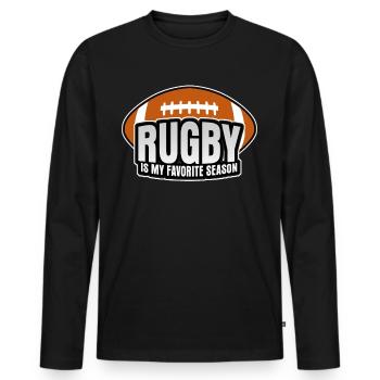 Rugby Joueurs de rugby Rugby Ballon - T-shirt manches longues Premium bio Homme - noir - Devant - Nico (187cm)