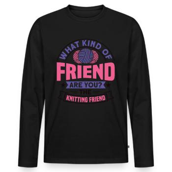 Handarbeit Stricken lustiger Strick Spruch - Männer Premium Bio Langarmshirt - Schwarz - Vorne - Nico (187cm)