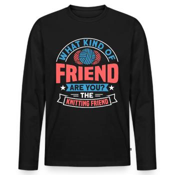 Handarbeit Stricken lustiger Strick Spruch - Männer Premium Bio Langarmshirt - Schwarz - Vorne - Nico (187cm)