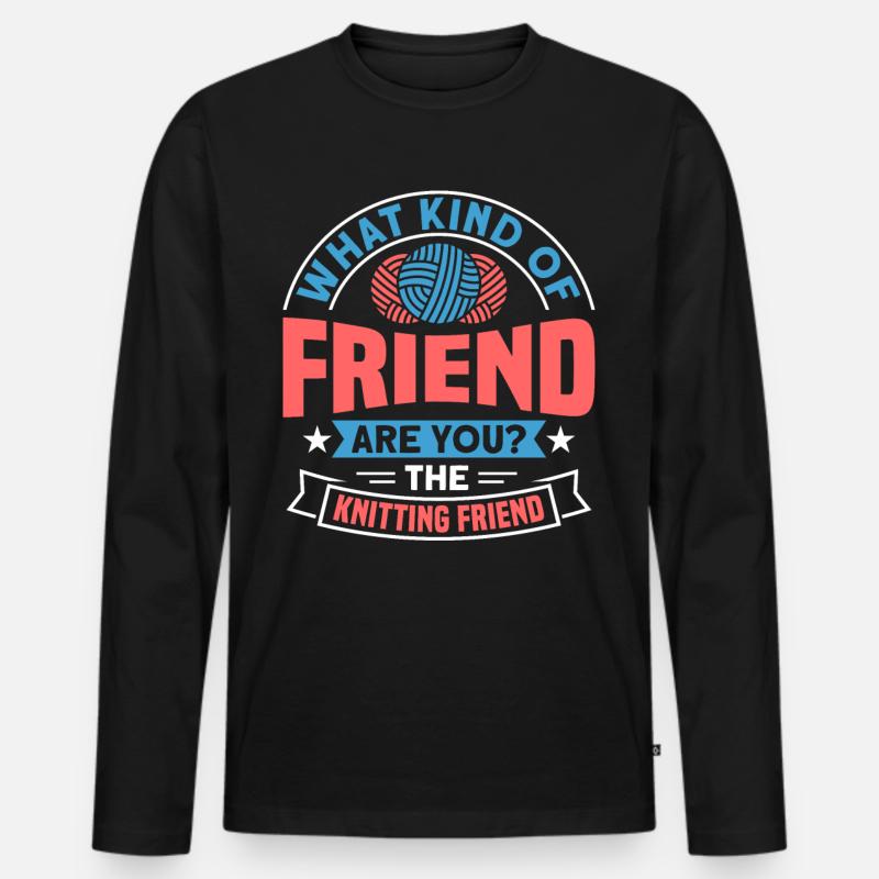 Handarbeit Stricken lustiger Strick Spruch - Männer Premium Bio Langarmshirt - Schwarz