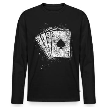 Poker Poker Cartes Joueurs de poker - T-shirt manches longues Premium bio Homme - noir - Devant - Nico (187cm)