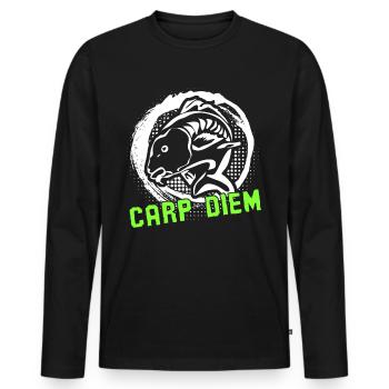 Pêcheur Carpe Diem Carpe Pêcheur - T-shirt manches longues Premium bio Homme - noir - Devant - Nico (187cm)