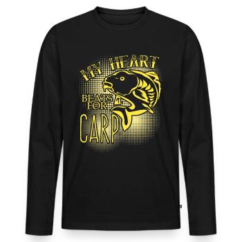 Pêche à la ligne Pêche à la carpe Pêche - T-shirt manches longues Premium bio Homme - noir - Devant - Nico (187cm)