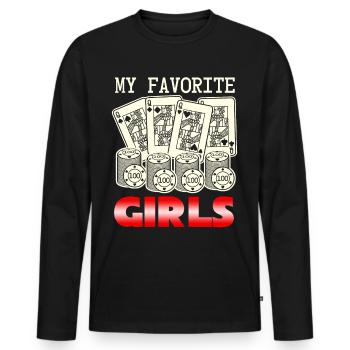Poker Cartes de Poker Femmes Joueurs de Poker - T-shirt manches longues Premium bio Homme - noir - Devant - Nico (187cm)