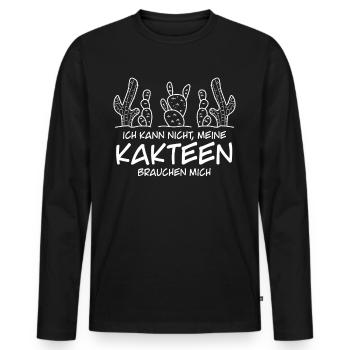 Kaktus Gärtner Kakteen - Männer Premium Bio Langarmshirt - Schwarz - Vorne - Nico (187cm)