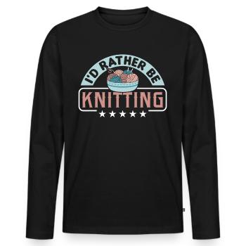 Handarbeit Stricken lustiger Strick Spruch - Männer Premium Bio Langarmshirt - Schwarz - Vorne - Nico (187cm)