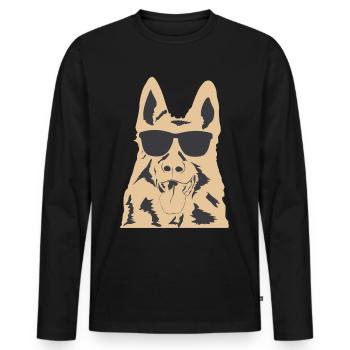 Belgian Molinois with Sunglasses - Männer Premium Bio Langarmshirt - Schwarz - Vorne - Nico (187cm)