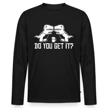 T-Rex short arms joke - Männer Premium Bio Langarmshirt - Schwarz - Vorne - Nico (187cm)