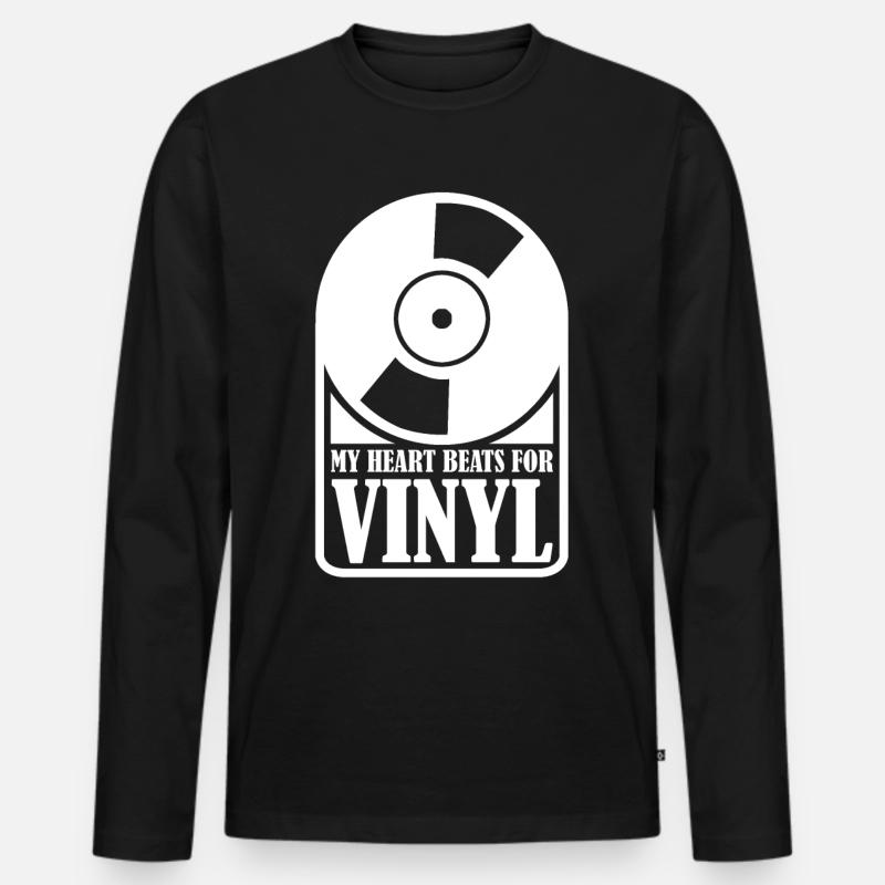 Vinyl Schallplatte Schallplatten - Männer Premium Bio Langarmshirt - Schwarz