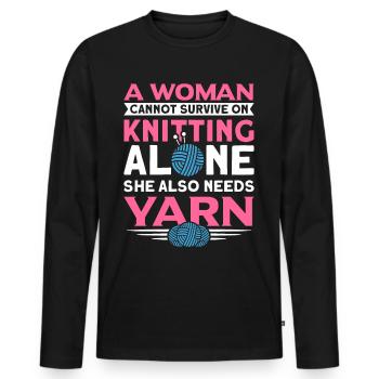 Handarbeit Stricken lustiger Strick Spruch - Männer Premium Bio Langarmshirt - Schwarz - Vorne - Nico (187cm)