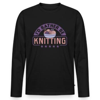 Handarbeit Stricken lustiger Strick Spruch - Männer Premium Bio Langarmshirt - Schwarz - Vorne - Nico (187cm)