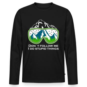 Ski Snowboard Ski Goggles Mountains - Men's Premium Organic Long Sleeve Shirt - black - Front - Nico (187cm)