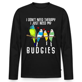 Perruche de Budgerigar - T-shirt manches longues Premium bio Homme - noir - Devant - Nico (187cm)