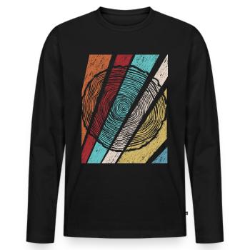Holz Holzfäller Baumscheibe Tischler - Männer Premium Bio Langarmshirt - Schwarz - Vorne - Nico (187cm)