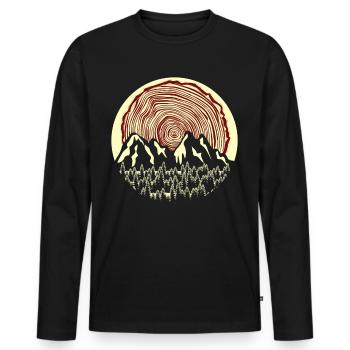 Randonnée Bois Bûcheron en plein air - T-shirt manches longues Premium bio Homme - noir - Devant - Nico (187cm)