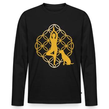 Yoga with dog Meditation Yoga exercise - Men's Premium Organic Long Sleeve Shirt - black - Front - Nico (187cm)